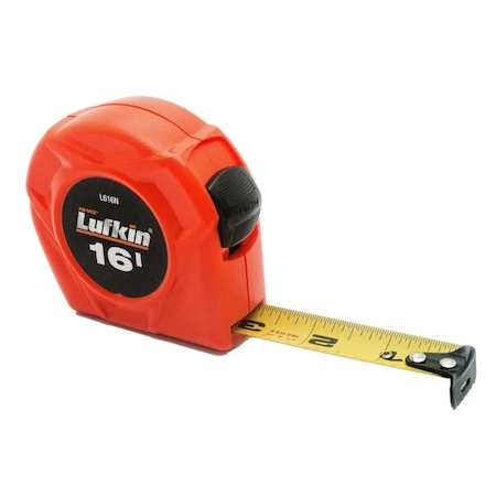 Crescent Lufkin L600N Series Tape Measure, 16 ft L Blade, 3/4 in W Blade, Steel Blade, Plastic Case, Orange Case KIT